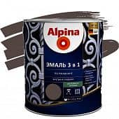 Купить Эмаль Alpina 3 в 1 RAL 8017 по ржавчине шоколадная 2,5 л по низкой цене
