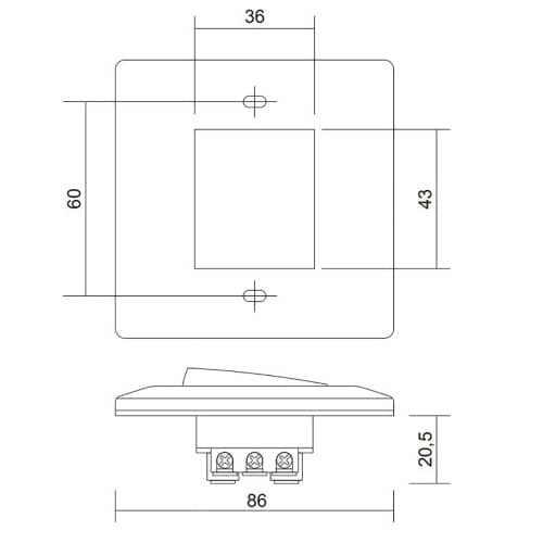 Купить Розетка с выключателем GLS мебельная 86х86 мм по низкой цене