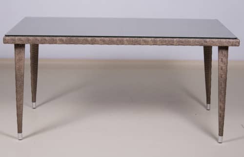 Купить Стол ТЕРРАСА Люкс БАЛИ плетеный со стеклом, 160х90 см по низкой цене