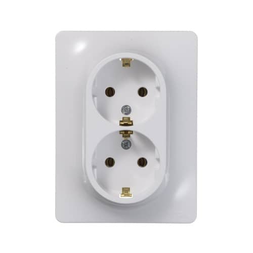 Купить Двойная розетка Schneider Electric Глосса с заземлением белая по низкой цене