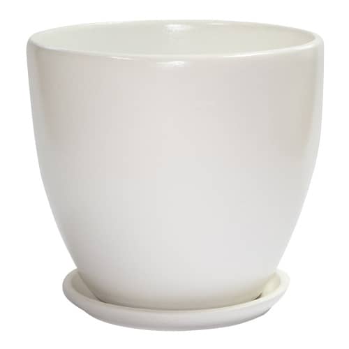 Купить Горшок керамический Блик высокий овал d 12, белый по низкой цене