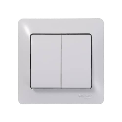 Купить Выключатель двухклавишный Schneider Глосса без рамки белый по низкой цене
