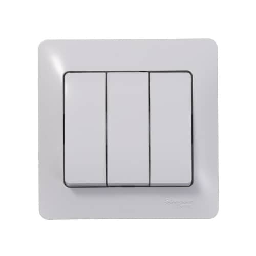 Купить Выключатель трехклавишный Schneider Глосса без рамки белый по низкой цене