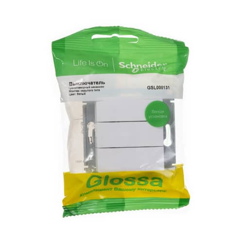 Купить Выключатель трехклавишный Schneider Глосса без рамки белый по низкой цене