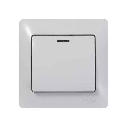 Купить Выключатель одноклавишный Schneider Electric Глосса с подсветкой без рамки белый по низкой цене
