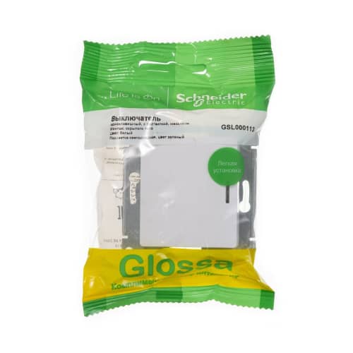 Купить Выключатель одноклавишный Schneider Electric Глосса с подсветкой без рамки белый по низкой цене