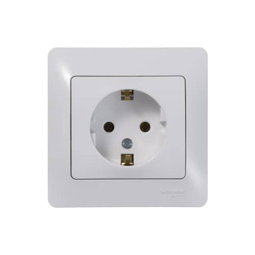 Купить Розетка Schneider Electric Глосса с заземлением без рамки белая по низкой цене