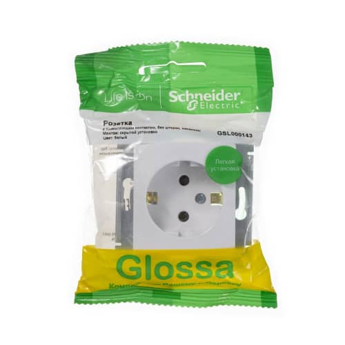 Купить Розетка Schneider Electric Глосса с заземлением без рамки белая по низкой цене