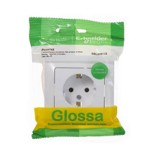 Купить Розетка Schneider Electric Глосса с заземлением с рамкой белая по низкой цене