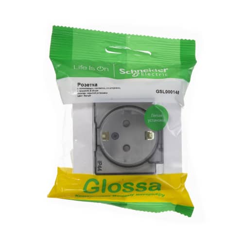 Купить Розетка Schneider Electric Глосса с крышкой с заземлением белая по низкой цене