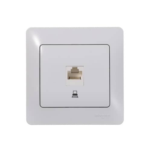 Купить Розетка компьютерная Schneider Electric Глосса без рамки белая по низкой цене