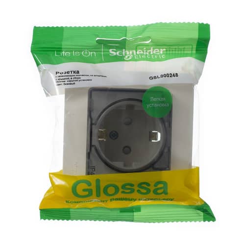 Купить Розетка Schneider Electric Глосса с крышкой с заземлением бежевая по низкой цене