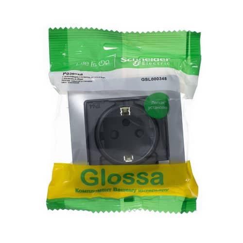 Купить Розетка Schneider Electric Глосса с крышкой с заземлением алюминий по низкой цене