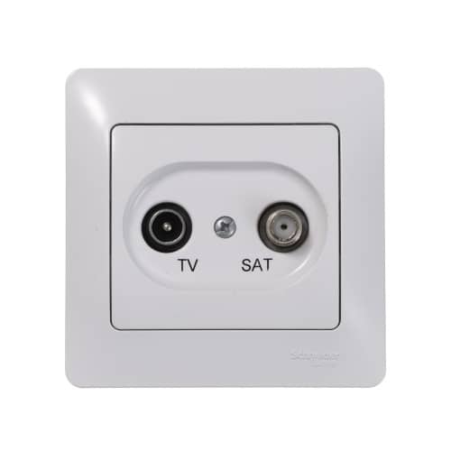 Купить Розетка ТV-SAT Schneider Electric Глосса оконечная без рамки белая по низкой цене