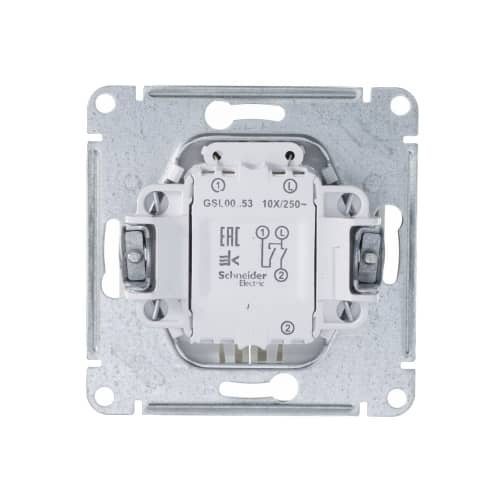 Купить Выключатель двухклавишный Schneider Electric Глосса с подсветкой без рамки платина по низкой цене