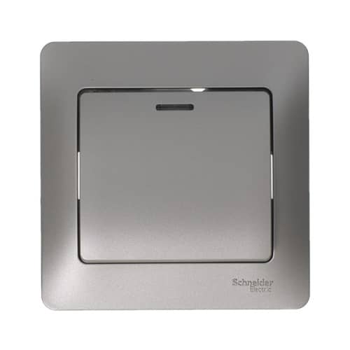 Купить Выключатель проходной Schneider Electric Глосса с подсветкой без рамки платина по низкой цене