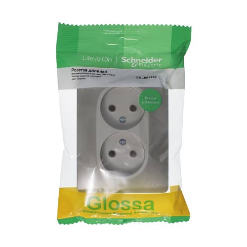 Купить Розетка двойная Schneider Electric Глосса без заземления платина по низкой цене