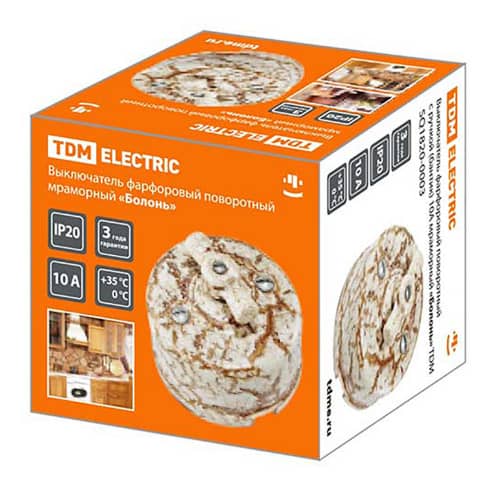 Купить Выключатель TDM ELECTRIC Болонь поворотный мраморный по низкой цене
