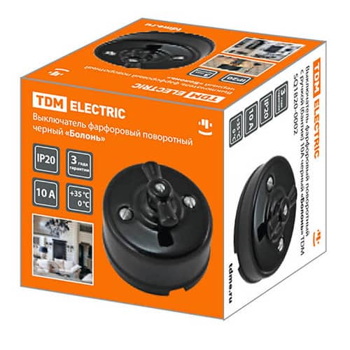 Купить Выключатель TDM ELECTRIC Болонь поворотный черный по низкой цене