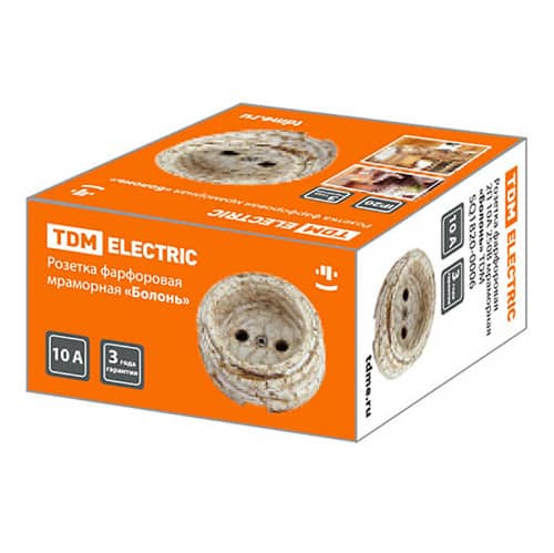 Купить Розетка TDM ELECTRIC Болонь без заземления мраморная по низкой цене