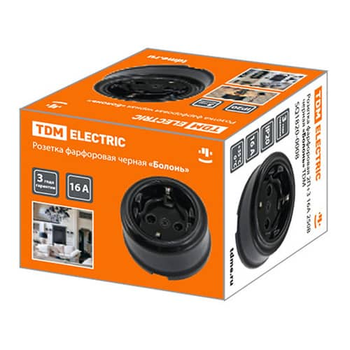 Купить Розетка TDM ELECTRIC Болонь c заземлением черная по низкой цене