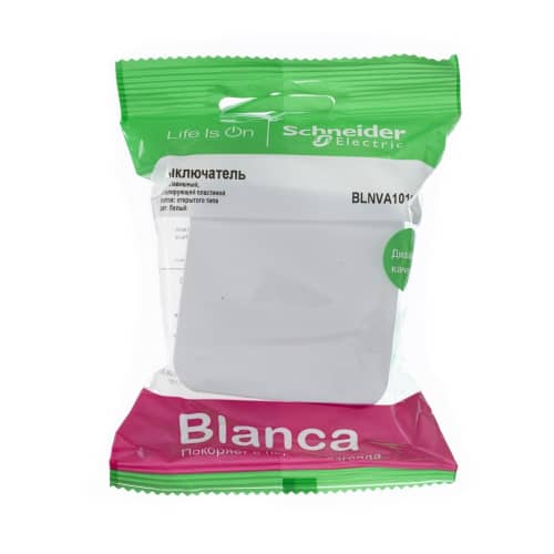 Купить Выключатель одноклавишный Schneider Electric Бланка с подсветкой белый по низкой цене