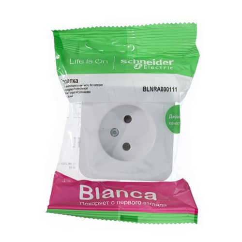 Купить Розетка Schneider Electric Бланка без заземления белая по низкой цене