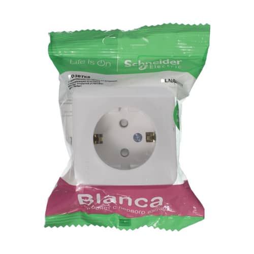 Купить Розетка Schneider Electric Бланка с заземлением белая по низкой цене