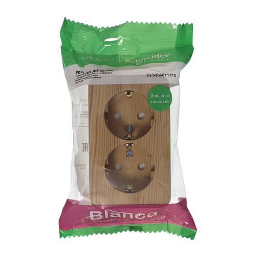 Купить Розетка двойная Schneider Electric Бланка с заземлением ясень по низкой цене