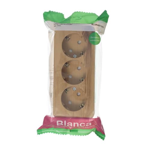 Купить Розетка тройная Schneider Electric Бланка с заземлением ясень по низкой цене