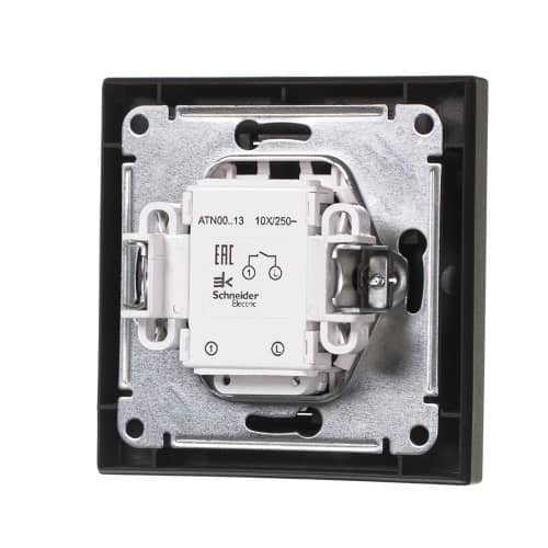 Купить Выключатель одноклавишный Schneider Electric Атлас Дизайн с подсветкой без рамки карбон по низкой цене