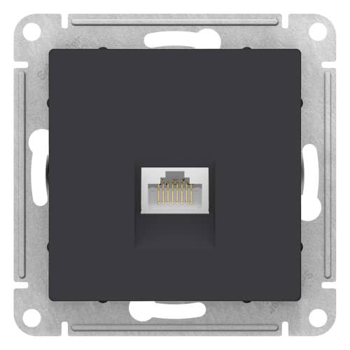 Купить Розетка компьютерная Schneider Electric Атлас Дизайн без рамки карбон по низкой цене