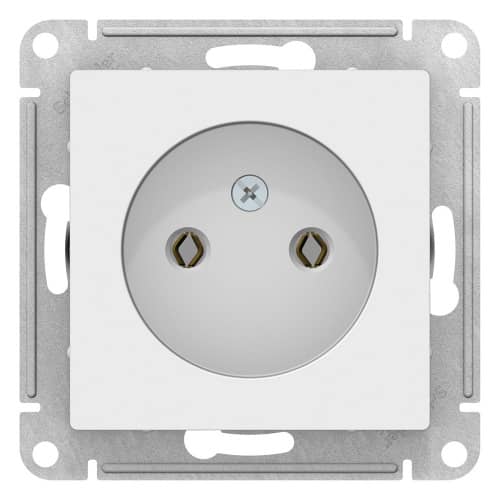 Купить Розетка Schneider Electric Атлас Дизайн без заземления без рамки белая по низкой цене