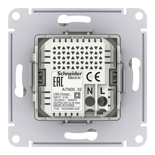 Купить Розетка USB Schneider Electric Атлас Дизайн без рамки белая по низкой цене