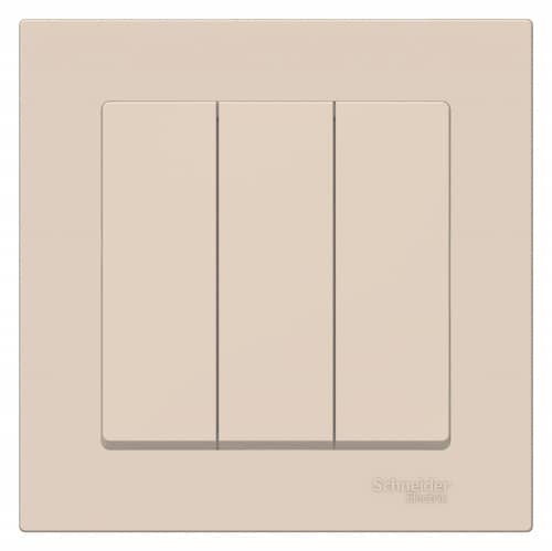 Купить Выключатель трехклавишный Schneider Electric Атлас Дизайн без рамки бежевый по низкой цене