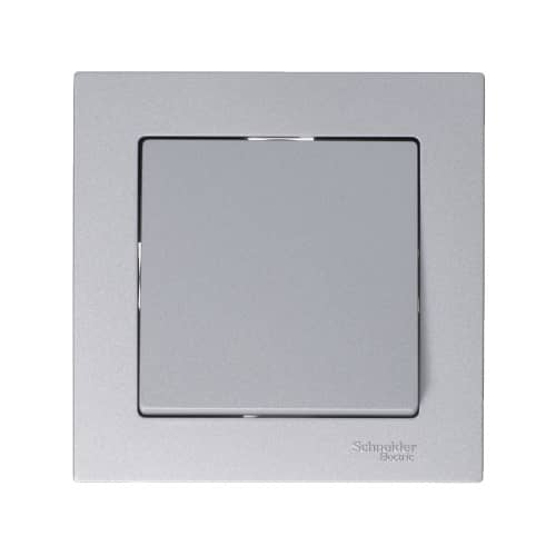 Купить Выключатель одноклавишный Schneider Electric Атлас Дизайн без рамки алюминий по низкой цене