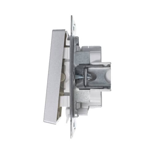 Купить Выключатель двухклавишный Schneider Electric Атлас Дизайн с подсветкой без рамки алюминий по низкой цене