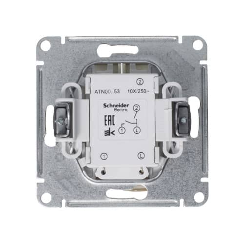 Купить Выключатель двухклавишный Schneider Electric Атлас Дизайн с подсветкой без рамки алюминий по низкой цене