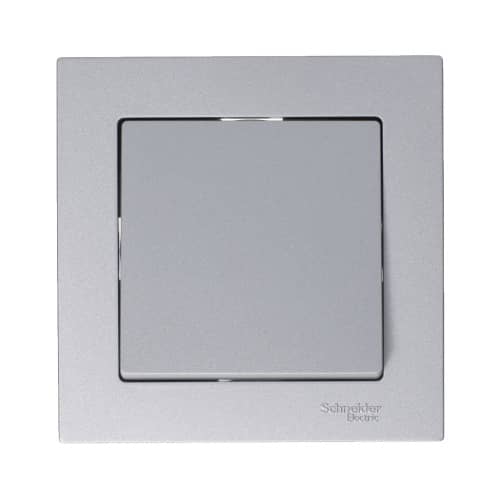 Купить Выключатель проходной Schneider Electric Атлас Дизайн одноклавишный без рамки алюминий по низкой цене