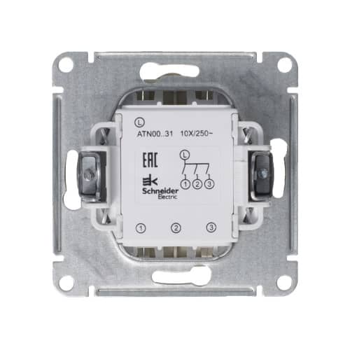 Купить Выключатель трехклавишный Schneider Electric Атлас Дизайн без рамки алюминий по низкой цене