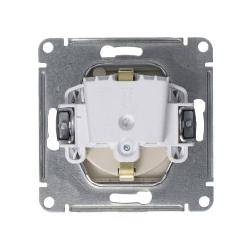 Купить Розетка Schneider Electric Атлас Дизайн с заземлением со шторками с крышкой без рамки алюминий по низкой цене