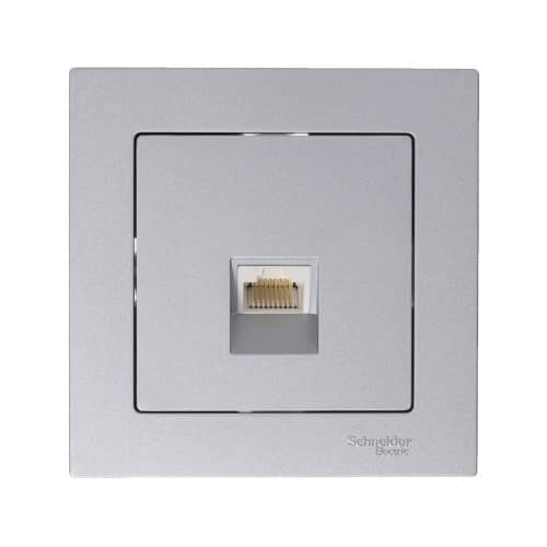 Купить Розетка компьютерная Schneider Electric Атлас Дизайн без рамки алюминий по низкой цене