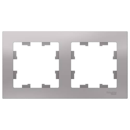 Купить Рамка Schneider Electric Атлас Дизайн 2 поста алюминий по низкой цене