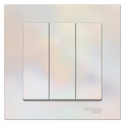 Купить Выключатель трехклавишный Schneider Electric Атлас Дизайн без рамки жемчуг по низкой цене