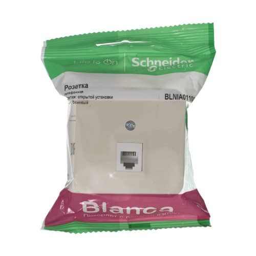Купить Розетка телефонная Schneider Electric Бланка бежевая по низкой цене