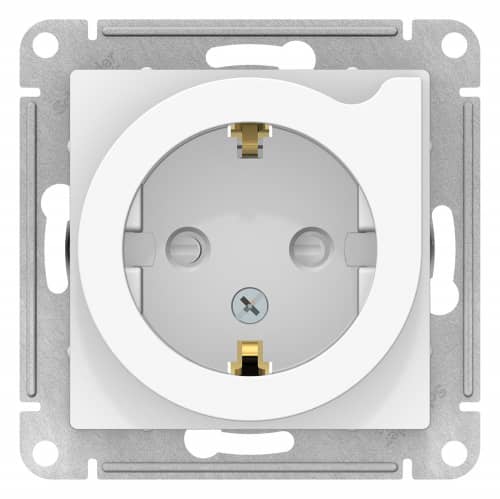 Купить Розетка Schneider Electric Атлас Дизайн с выталкивателем с заземлением без рамки белая по низкой цене