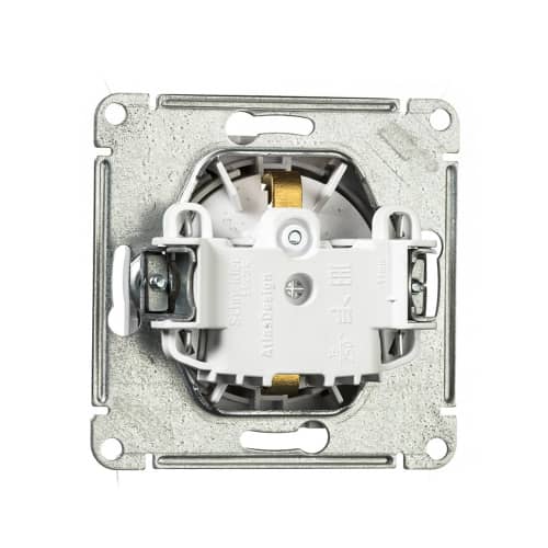 Купить Розетка Schneider Electric Атлас Дизайн с выталкивателем с заземлением без рамки белая по низкой цене