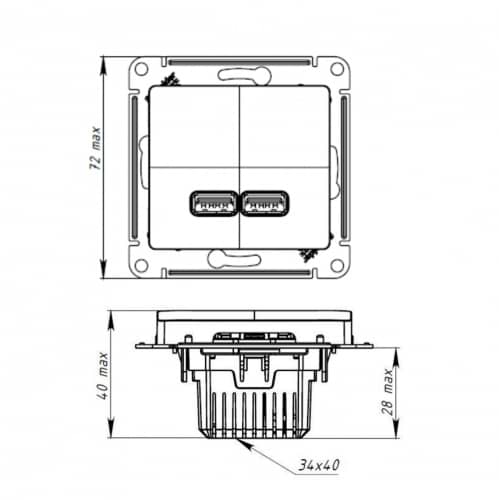 Купить Розетка USB Schneider Electric Атлас Дизайн двойная без рамки бежевая по низкой цене