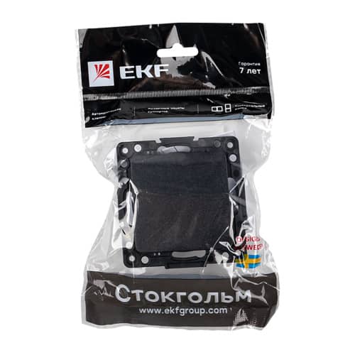 Купить Выключатель одноклавишный EKF Стокгольм без рамки черный по низкой цене