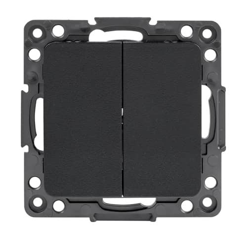 Купить Выключатель проходной двухклавишный EKF Стокгольм без рамки черный по низкой цене